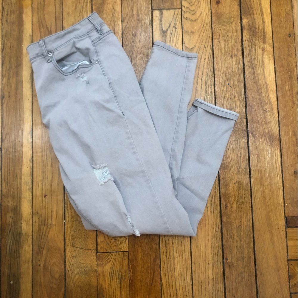 Fashion Nova Grey Distressed Skinny Jeans Plus Size - Picture 10 of 12